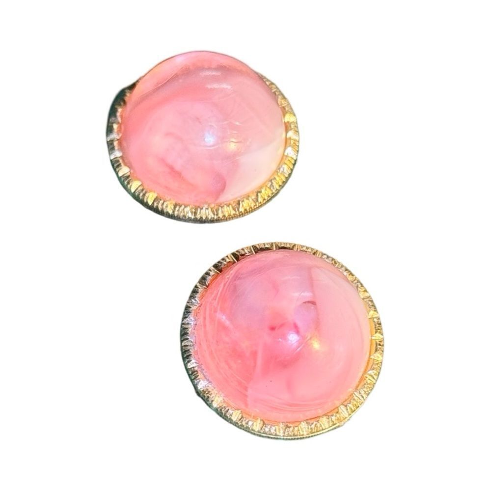 Earrings – Vintage 1980s Pink Moonglow Clip-Ons Made in Hong Kong